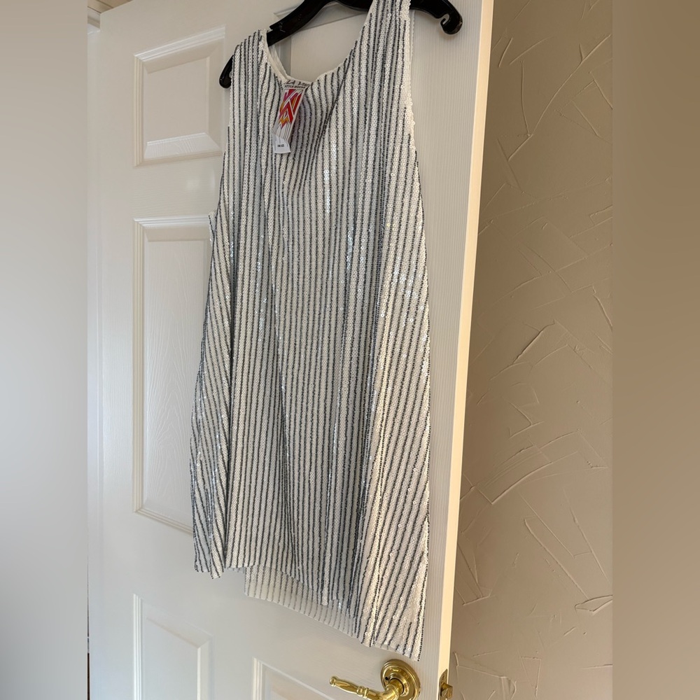 La Vie Style House Chic Black and White Striped Mini Dress